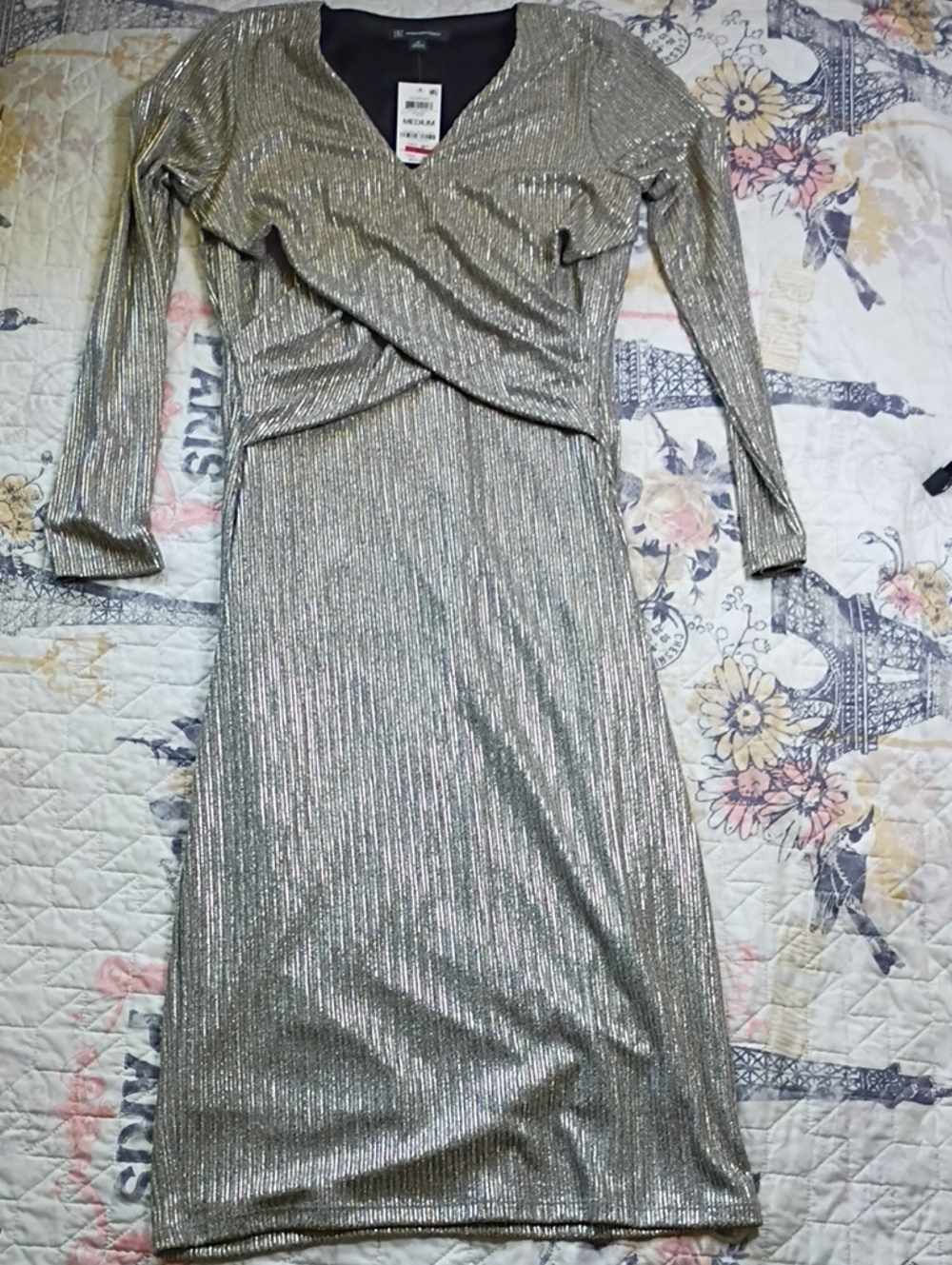 NWT INC Black & Gold Longsleeved Dress